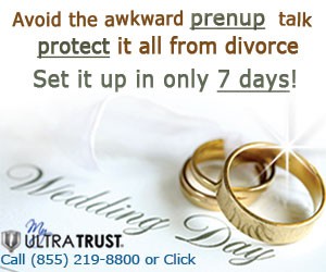 Avoid the prenup talk. Protect your assets from divorce. Photo of wedding rings.