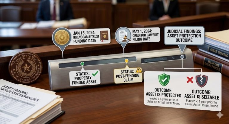 Timeline Showing Irrevocable Trust Funding Date Versus Lawsuit Filing Date with Asset Protection Outcome Pic1 for what…