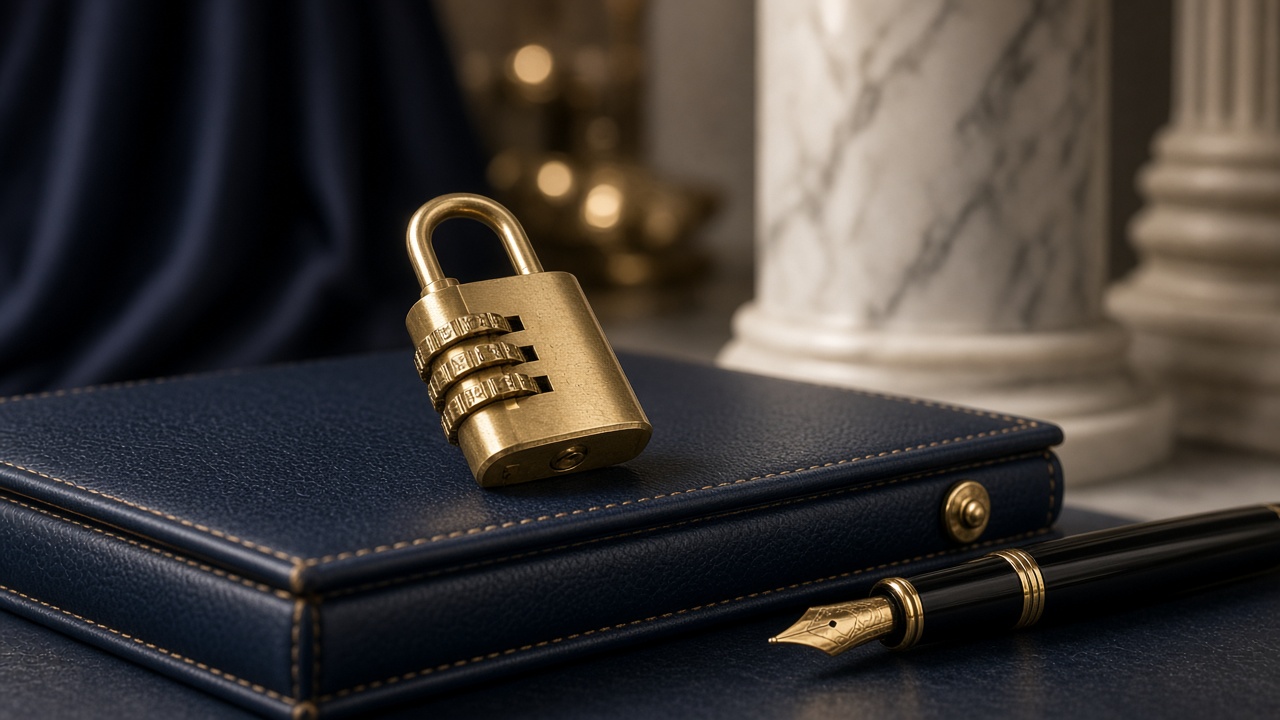Combination lock on a leather document case representing fraudulent conveyance protection