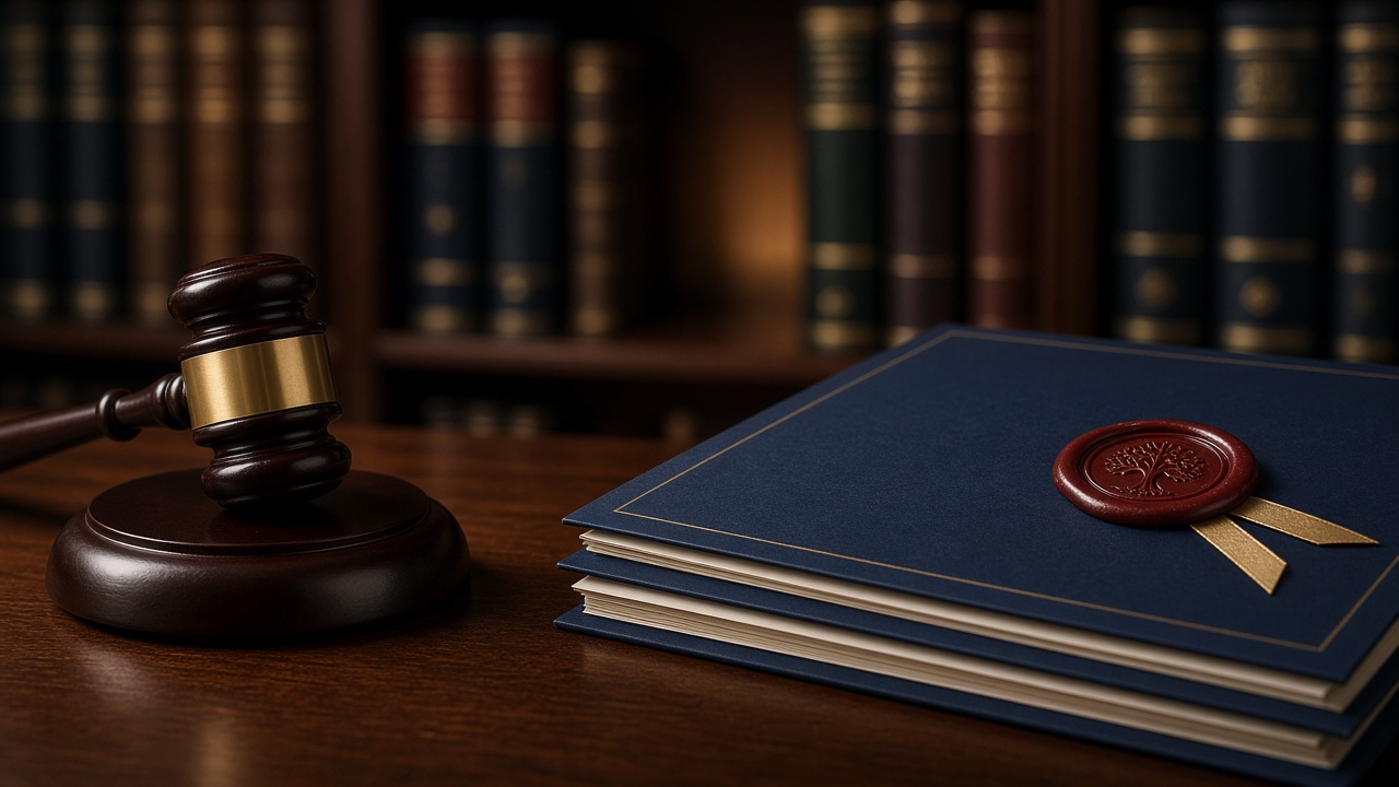 Gavel beside a sealed irrevocable trust folder, protection from fraudulent transfer challenges