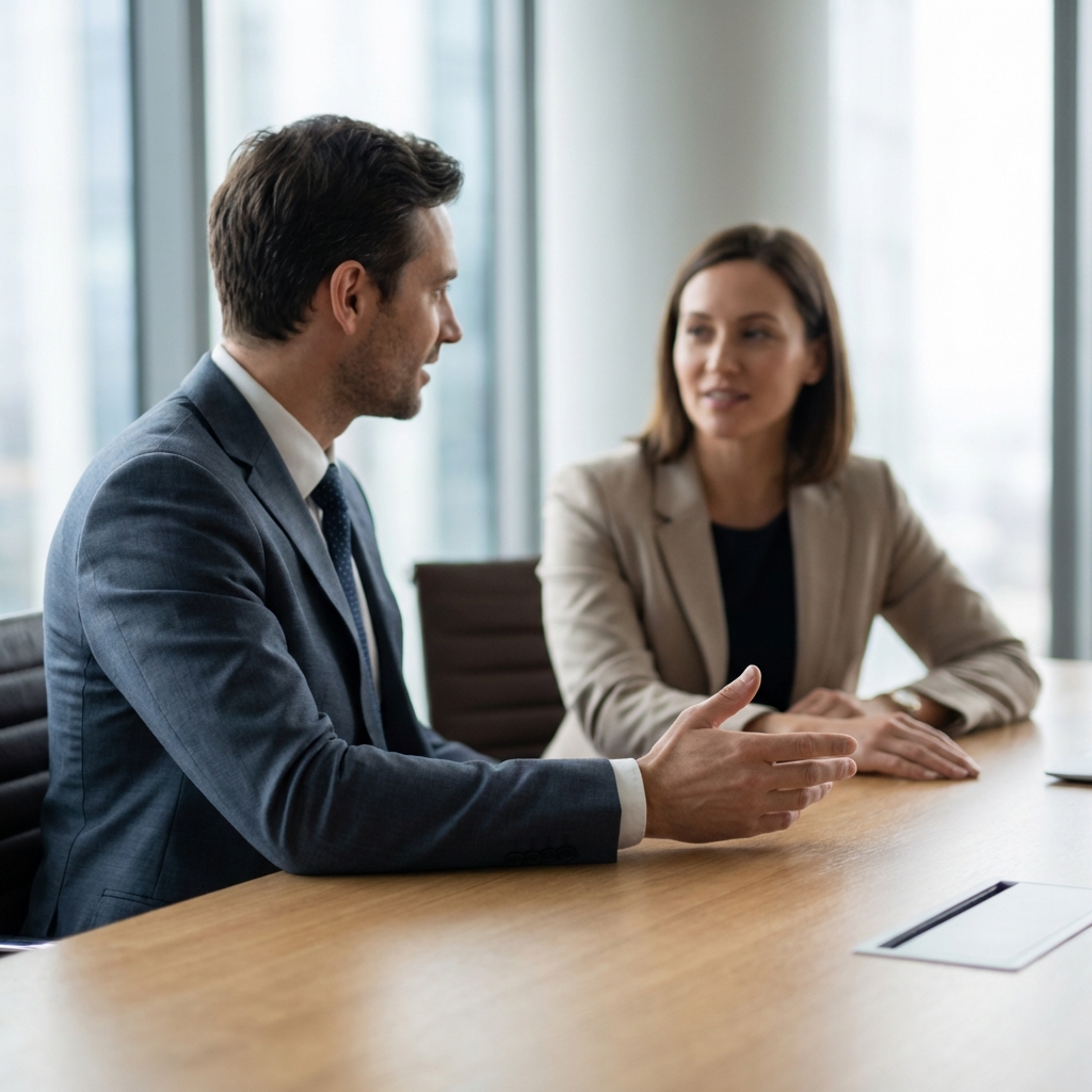 Asset protection attorney reviewing offshore trust documents and financial planning strategy with a client