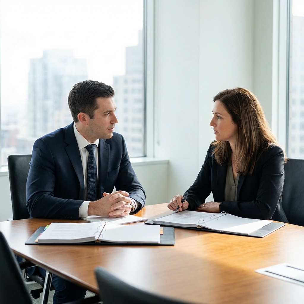 Estate planning attorney guiding a high-net-worth client through irrevocable trust implementation steps